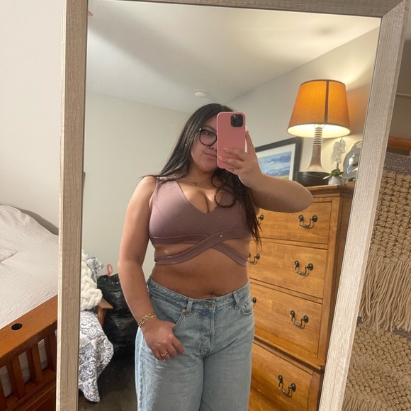 Boohoo Mauve Wrap Crop Top - Picture 1 of 3